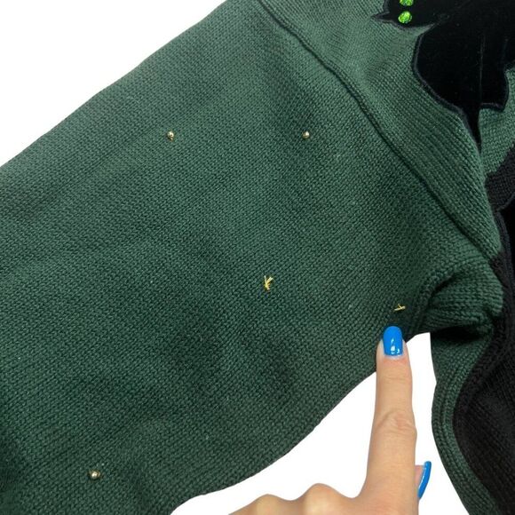 Richard Sport Halloween Ghost Cat Pumpkin Graphic Knit Velvet Applique Size M - Picture 9 of 10